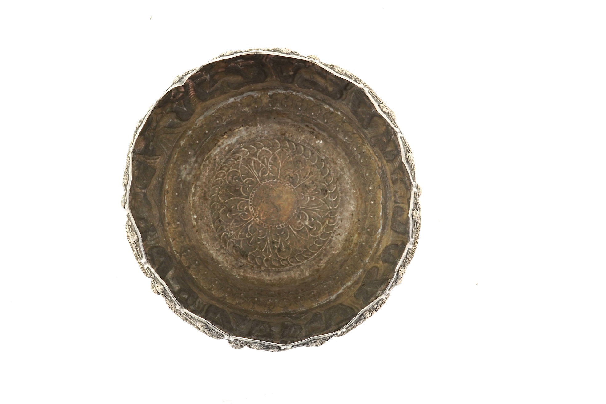 An early 20th century Burmese silver circular bowl
